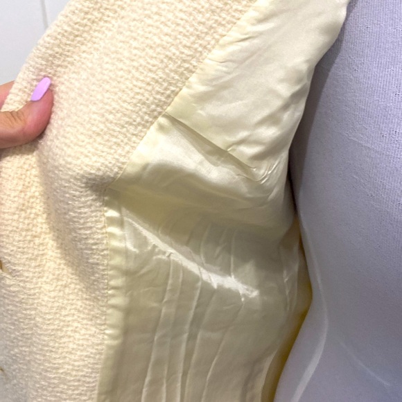 Vintage 70’s Textured Cream 70% Wool, Belted Coat |Size 12 - Picture 10 of 12